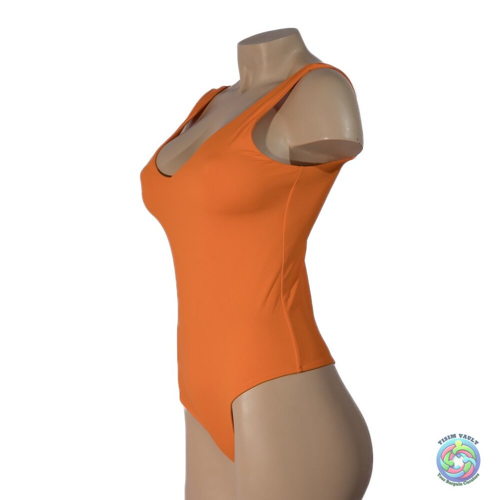 🌟 Sun-Kissed Charm: Luxe Feel Orange Medium Bodysuit 🌟 - Picture 2 of 9